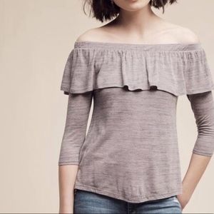 Anthropologie Off the Shoulder- Faded Purple Top
